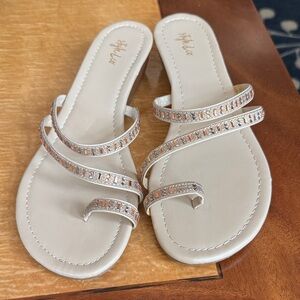 Style & Co. White Sandals with Glittering Silver Straps
